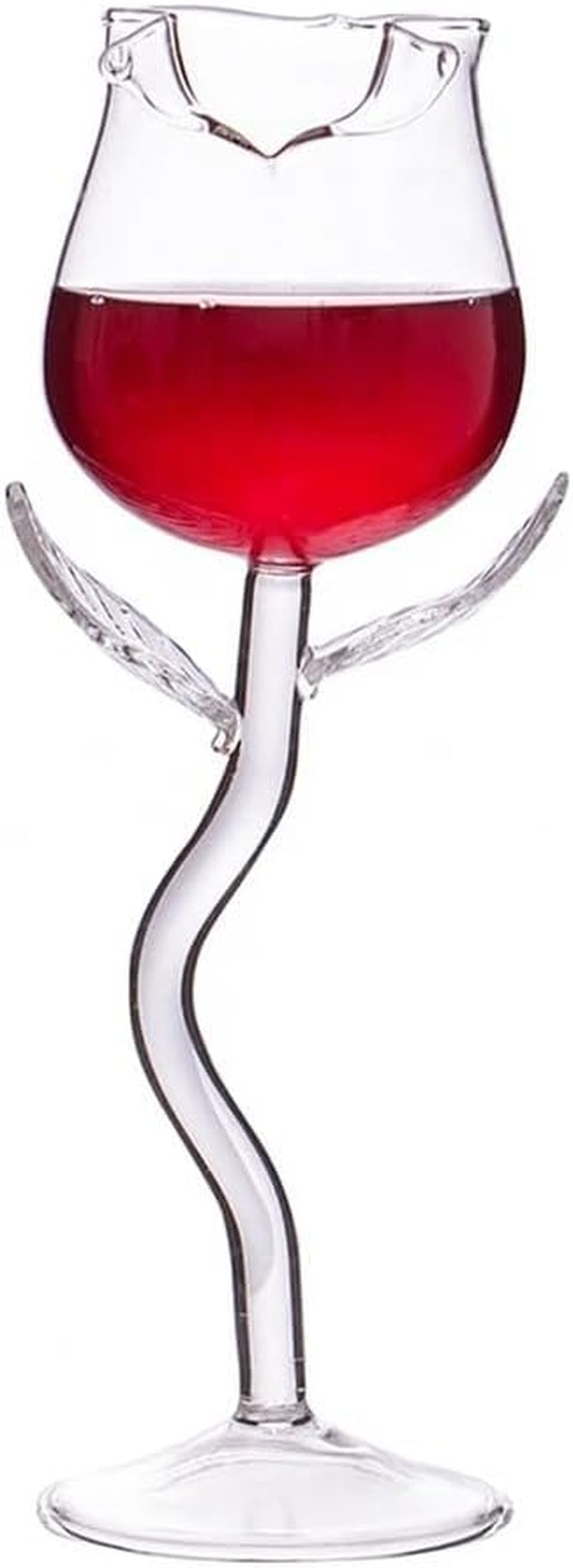 Rose Cocktail Flower Red Wine Glass, Clear Rose Goblet Glasses 180Ml,10Oz Stemmed Drinking Wine Goblet, Cocktail Juice Glass for Housewarming Birthday Gift