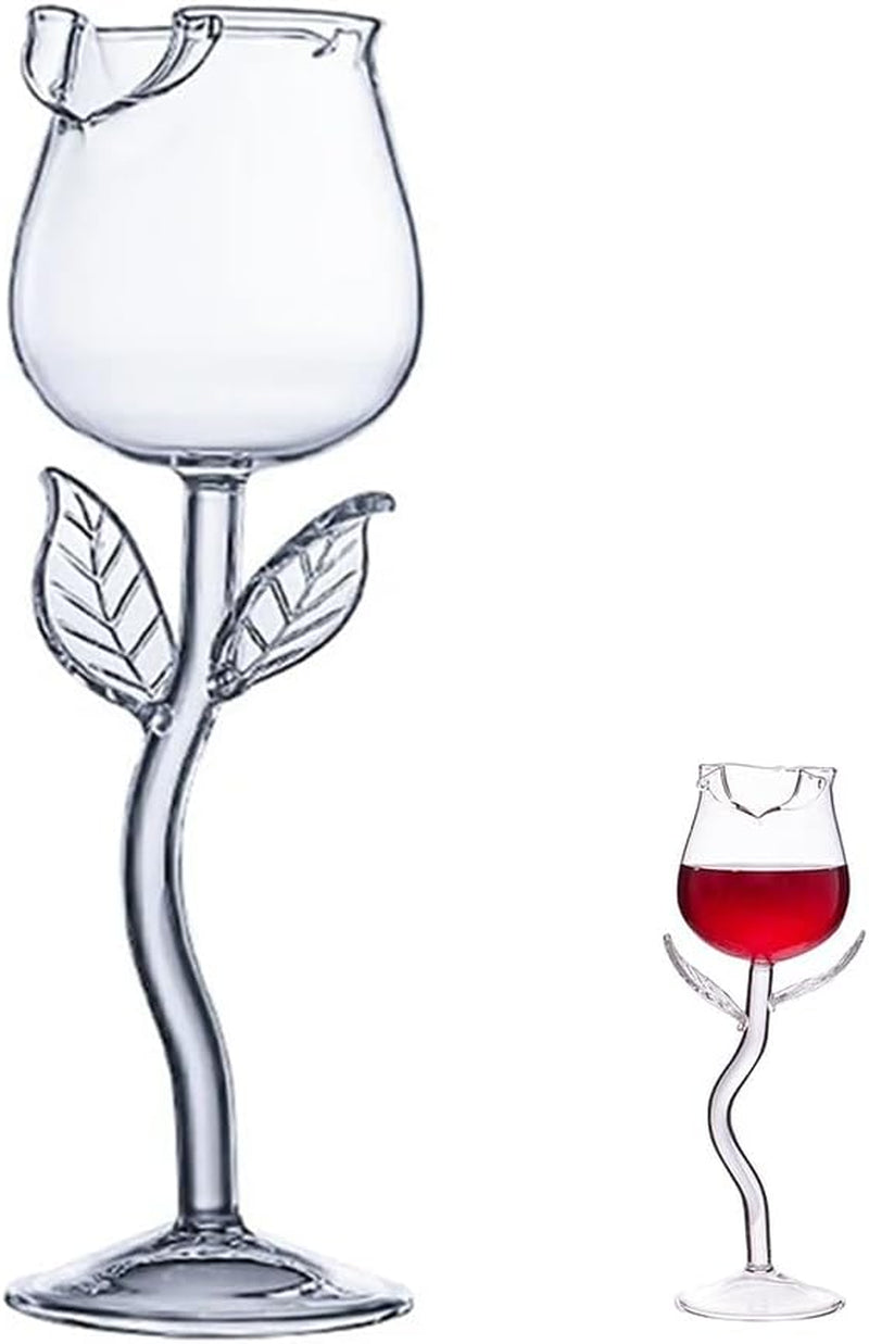 Rose Cocktail Flower Red Wine Glass, Clear Rose Goblet Glasses 180Ml,10Oz Stemmed Drinking Wine Goblet, Cocktail Juice Glass for Housewarming Birthday Gift